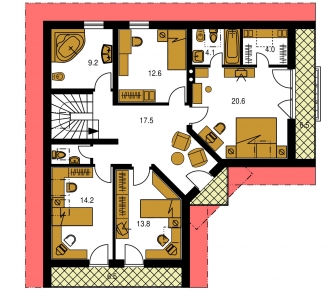 Image miroir | Plan de sol du premier étage - PREMIER 140